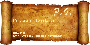 Prácser Izidóra névjegykártya